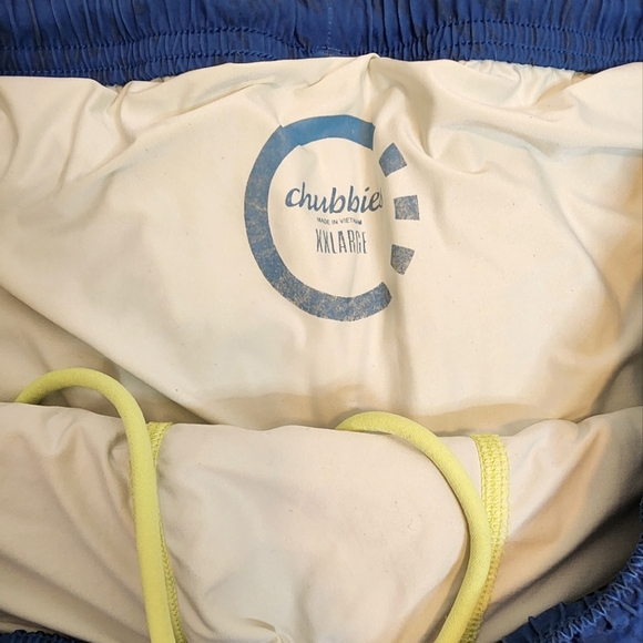 Chubbies Mens sport short blue palms with neon yellow spandex size XXL - Picture 9 of 9